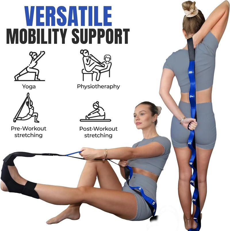 STRECTRA Stretch Strap with Loops Physical Therapy - Full Body Exercise Straps for Stretching with Detachable Foot - Leg & Calf Stretcher for Plantar Fasciitis, Physical Therapy, Pain Relief, and Flexibility - Image 4
